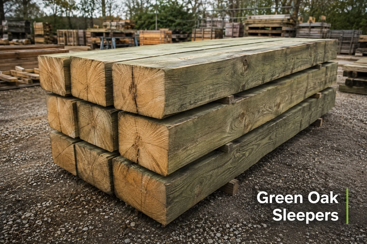Green oak sleeper raised bed in a North Devon garden